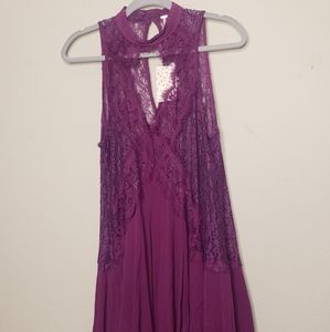 NWT FREE PEOPLE LACE DRESS PLUM